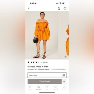 Marissa Webb x RTR Orange Dress Sz 10 Medium